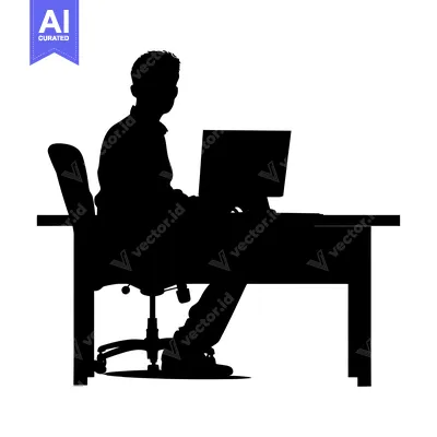 Popular premium asset: Silhouette of a Person Sitting at a Desk and Using a Computer