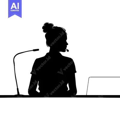 Popular premium asset: Silhouette of a Woman Speaking into a Microphone at a Table