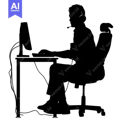 Popular premium asset: Silhouette of a person working on a computer