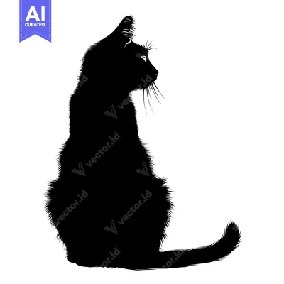 Popular premium asset: A Black Cat Silhouette Sitting in Profile
