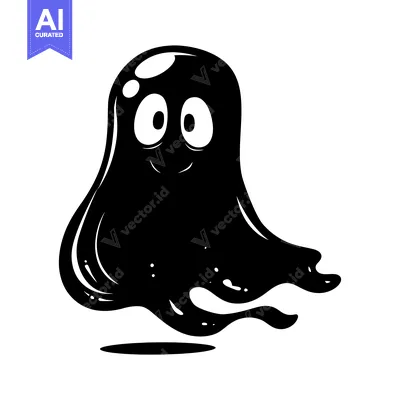 Aset premium populer: A Cartoon Ghost with Big Eyes and a Smiling Expression