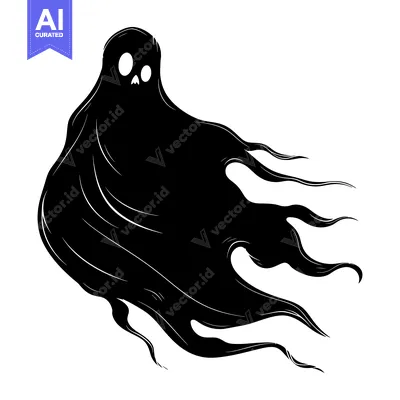 Aset desain premium: A Black Ghost with a Single Eye and Flailing Arms