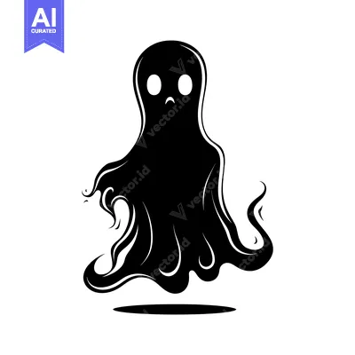 Aset premium populer: Black and White Ghost with Frowning Face and Two Eyes