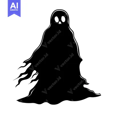 Popular premium asset: Black and White Cartoon Illustration of a Ghost
