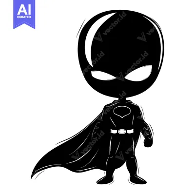 Silhouette of a Cartoon Superhero with a Cape