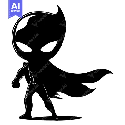 Aset premium populer: Silhouette of a Superhero with a Cape Flowing in the Wind