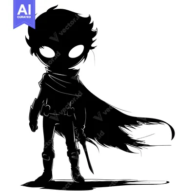 Popular premium asset: Silhouette of a Fantasy Character Holding a Sword