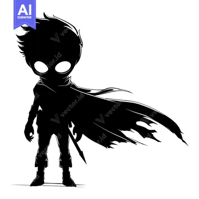 Silhouette of a Young Male Figure with a Cape