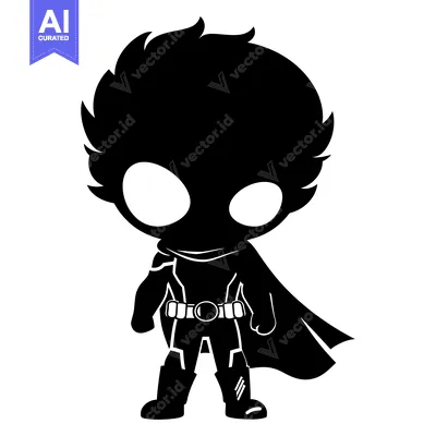 Aset premium populer: Silhouette of a Cartoon Superhero with a Cape