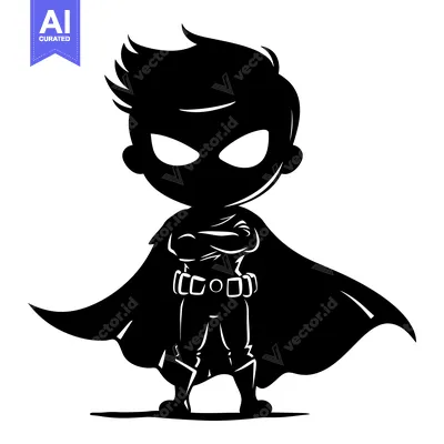 Premium design asset: Silhouette of a young superhero standing with arms crossed