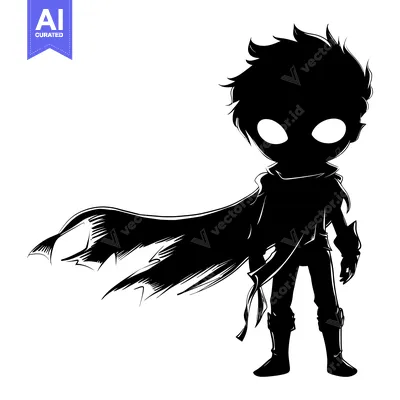 Aset premium populer: Silhouette of a Young Person with a Flowing Cape