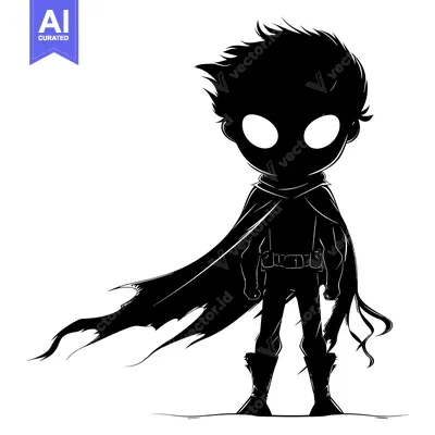 Aset premium populer: Silhouette of a hooded figure with a flowing cape
