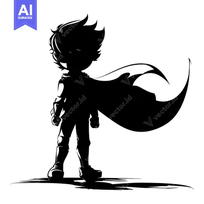 Premium design asset: Silhouette of a Superhero Boy with a Cape