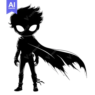 Premium design asset: Silhouette of a superhero with a flowing cape