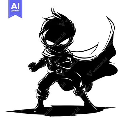 Aset premium populer: Silhouette of a Boy Superhero with a Cape
