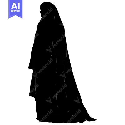Silhouette of a woman wearing a niqab and abaya