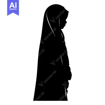 Premium design asset: Silhouette of a Woman Wearing a Hijab