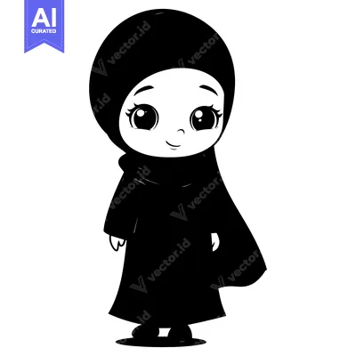 Aset premium populer: Cartoon Illustration of a Young Girl Wearing a Hijab