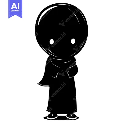 Premium design asset: Silhouette of a Cartoon Person Wearing a Long Robe
