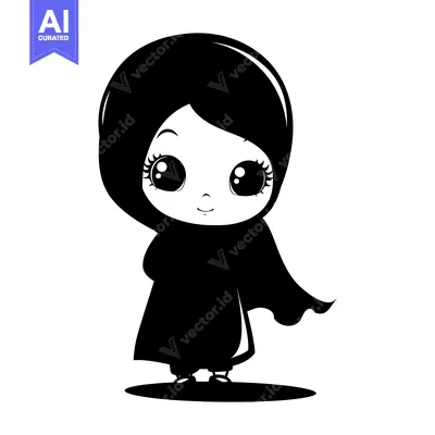 Aset premium populer: Cute Cartoon Girl Wearing a Hijab