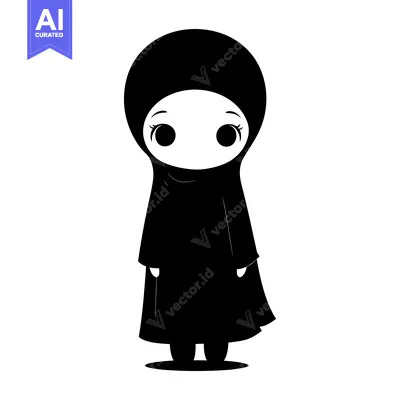 Popular premium asset: Cartoon illustration of a young woman wearing a hijab
