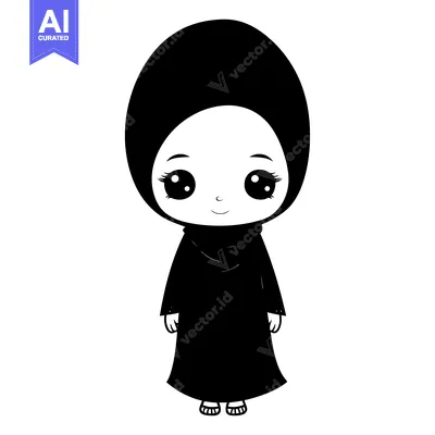 Aset premium populer: Cartoon Illustration of a Young Girl Wearing a Hijab