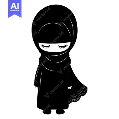 Premium design asset: Silhouette of a Woman Wearing a Hijab with Closed Eyes