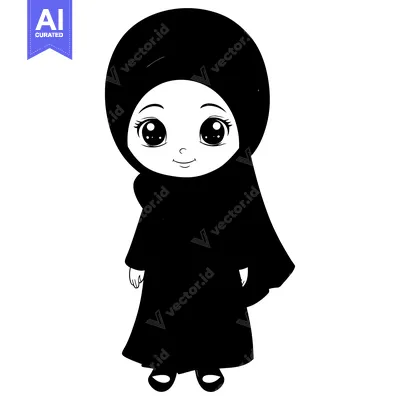 Popular premium asset: Cartoon Illustration of a Young Girl Wearing a Hijab