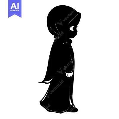 Silhouette of a Young Woman Wearing a Hijab