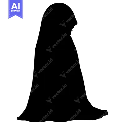 Silhouette of a Person in a Long Robe Kneeling
