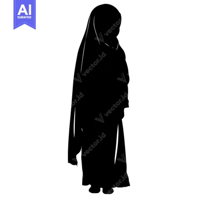 Popular premium asset: Silhouette of a woman wearing a hijab