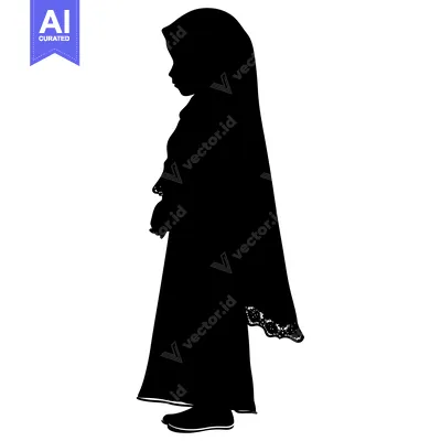 Premium design asset: Silhouette of a Muslim Woman Wearing a Headscarf
