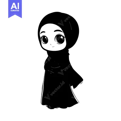 Popular premium asset: A Cute Cartoon Illustration of a Young Woman Wearing a Hijab