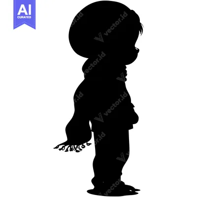 Premium design asset: Silhouette of a Young Boy Wearing a Scarf