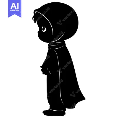 Aset premium populer: Silhouette of a Child Wearing a Hooded Cape