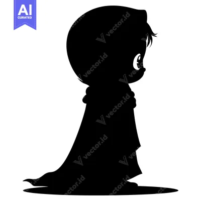 Silhouette of a girl wearing a hooded cloak