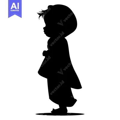 Premium design asset: Silhouette of a Young Child in a Hooded Garment