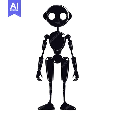Aset desain premium: A Black and White Silhouette of a Robot