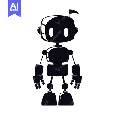 Aset premium populer: Silhouette of a Cartoon Robot with a Single Antenna