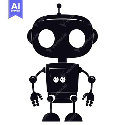 Aset desain premium: A Black and White Silhouette of a Cartoon Robot