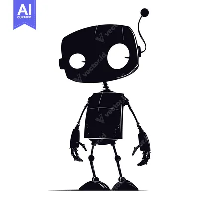Popular premium asset: Silhouette of a Cartoon Robot with Large Eyes and an Antenna