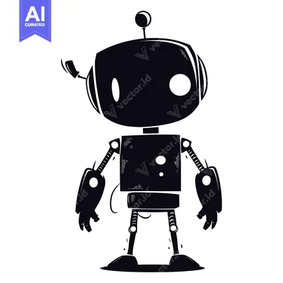 Popular premium asset: Silhouette of a cartoon robot with antenna and large eyes