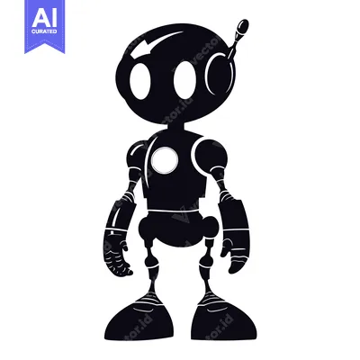 Premium design asset: A Black and White Silhouette of a Robot