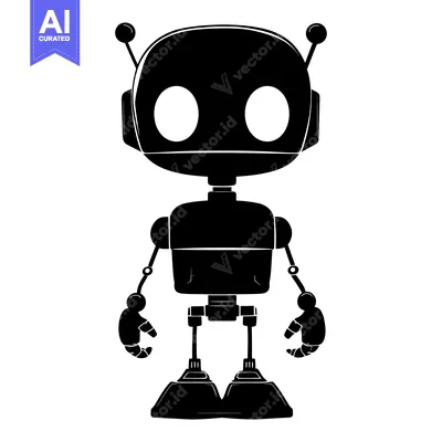 Premium design asset: Silhouette of a Friendly Cartoon Robot with Antennae