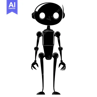 Aset premium populer: Black and White Silhouette of a Cartoon Robot