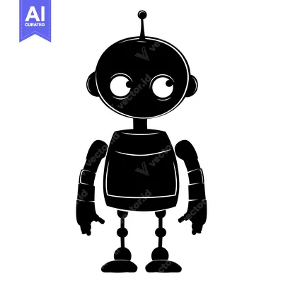 Aset premium populer: Black and White Silhouette of a Cartoon Robot