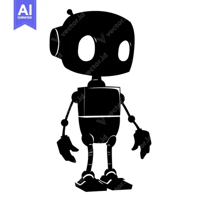 Premium design asset: Silhouette of a cartoon robot standing with arms outstretched