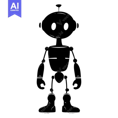 Premium design asset: Silhouette of a Cartoon Robot with an Antenna