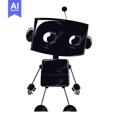 Aset premium populer: Cartoon Robot with Big Eyes and Antenna