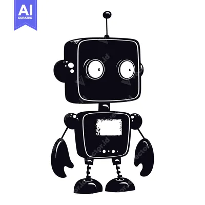 Popular premium asset: Black and White Cartoon Robot with Big Eyes and Antenna